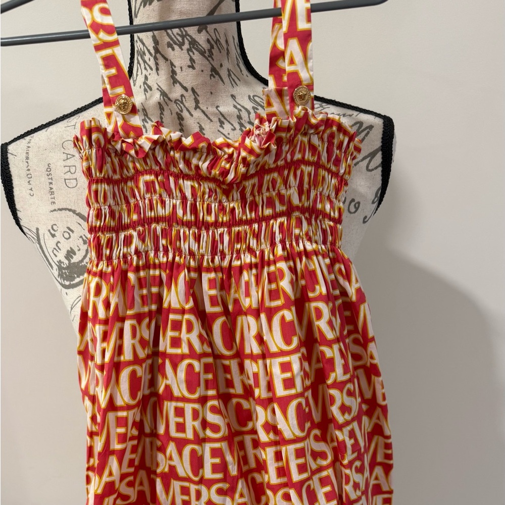 Versace Bold Red and Yellow Logo Dress